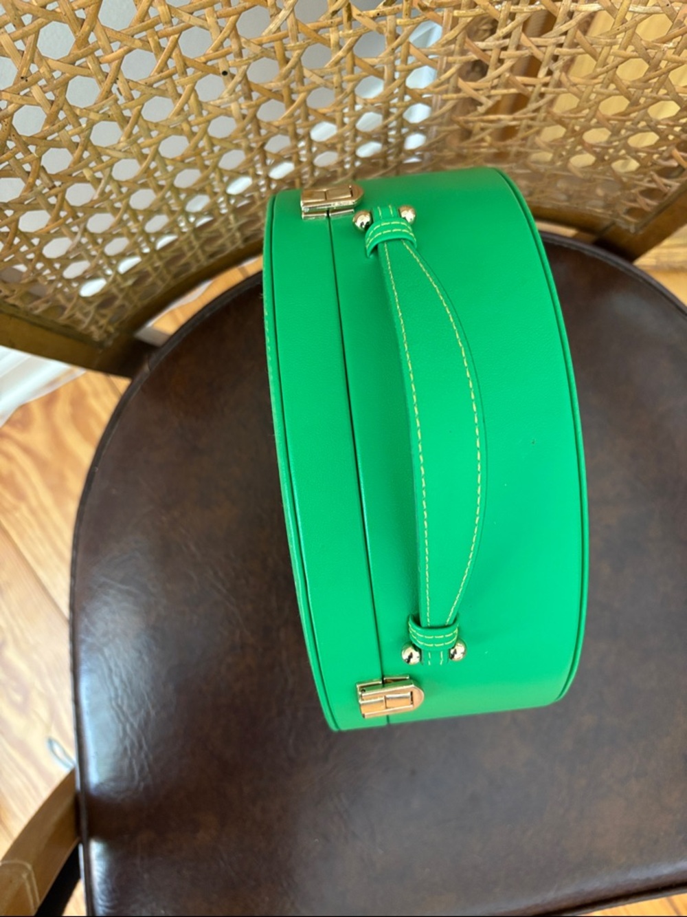 Tata Harper Emerald Green Round Top-Handle Cosmetic Case - Picture 4 of 9